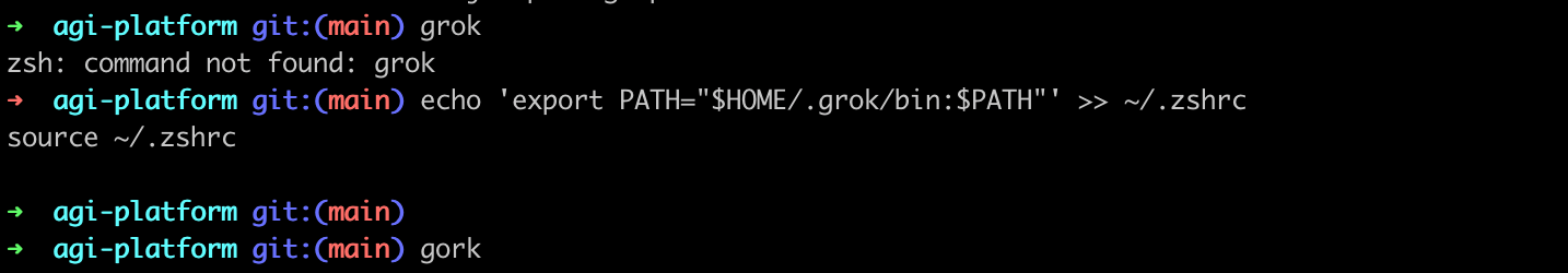解决 grok: command not found